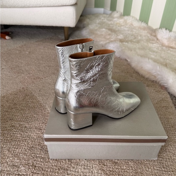 Marni Silver Leather Ankle Boots Mod style size 10  / 40 European - Picture 7 of 16